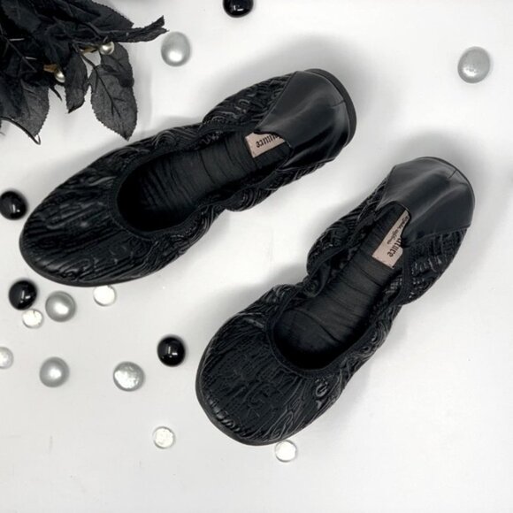 Juicy Couture Flats, Black Quilted Ballet Flat Shoes, Womens Foldable Flats 7.5 - Picture 8 of 10